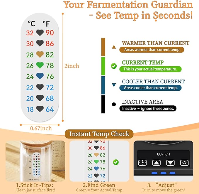 Sourdough Starter Warmer (70-100°F) with Thermometer Strip Sourdough Warming Mat, 12H Timer & Auto On/Off, Safe for Home Bakers & Beginners, Fermentation Heater