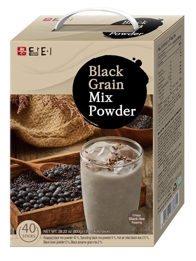 Damtuh Korean Black Mixed Grain Powder Meal Replacement Shake – Healthy Breakfast Drink, Nutritious Grain Misugaru, 20g x 40 Sticks (Pack of 2)