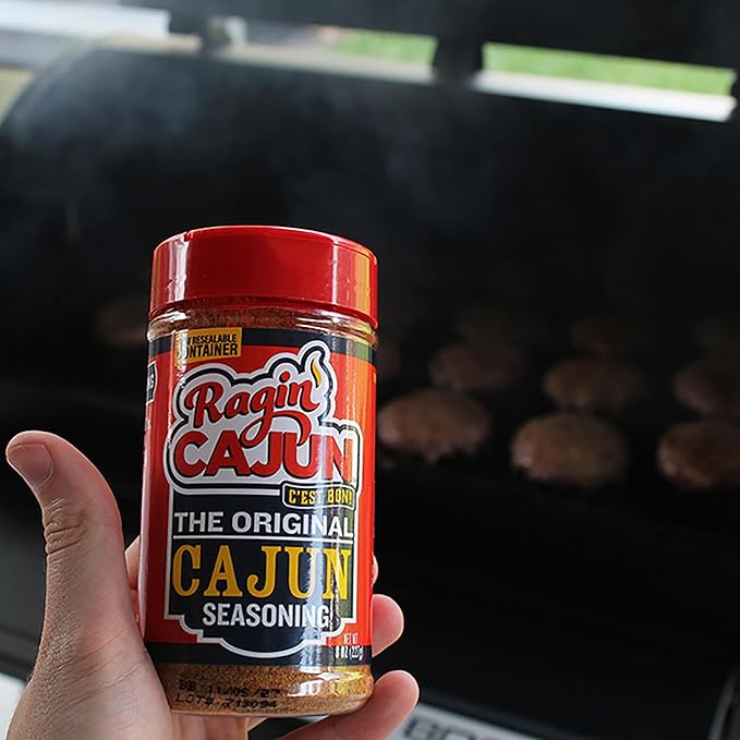 Ragin' Cajun Original Cajun Seasoning - 8 oz Shaker, Pack of 2, Low Sodium, No MSG - Authentic Louisiana Spice for Meats & Seafood