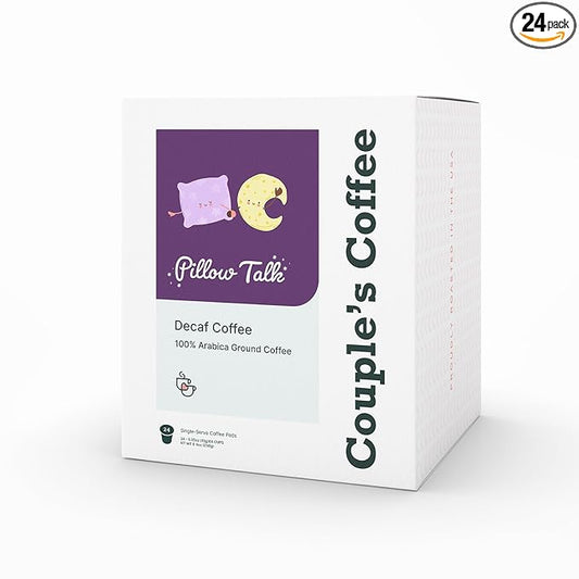 Couple's Coffee K-Cups | Decaf Coffee Pods | Gives Back to Military Families | Pillow Talk | Compatible with K-Cups & Single Serve Brewers | 24 Count