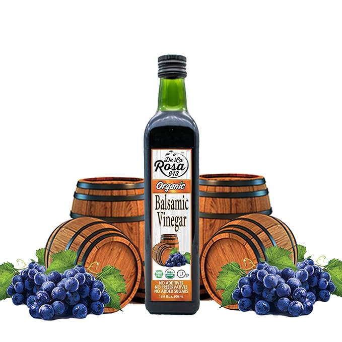 De La Rosa Organic Balsamic Vinegar, Kosher for Passover, Vegan & Gluten Free, Balsamic Vinegar Dressing for Salads and Marinades, 16.9 oz (Pack of 1)