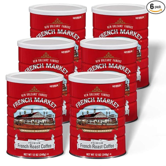 French Market French Roast Medium-Dark Roast Ground Coffee, 12oz Can (Pack of 6)