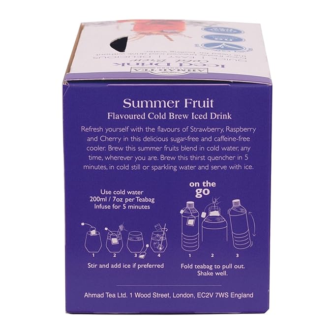 Ahmad Tea Herbal Tea, Cold Brew Summer Fruits Teabags, Iced Tea, 20 ct (Pack of 6) - Decaffeinated