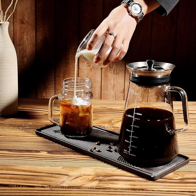 Aquach 34 Oz Cold Brew Coffee & Iced Tea Maker ??Airtight Lid, Dishwasher Safe, Borosilicate Glass Caraf