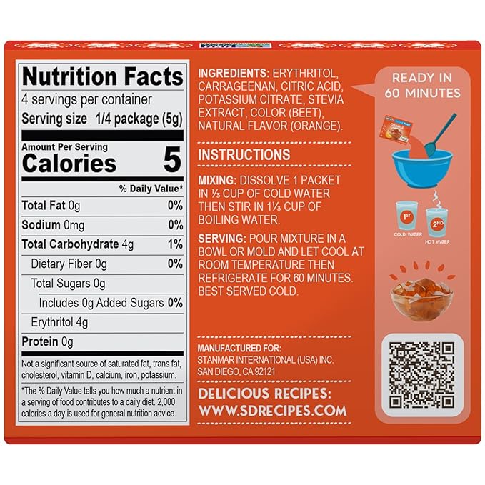 Simply Desserts Sugar-Free Orange Jel, 6-Pack ??Vegan Dessert, Keto Snacks, Diabetic Friendly & Kosher, 1.7 Oz Ea