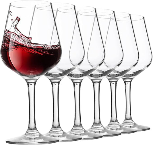 10-ounce Unbreakable Plastic Acrylic Stem Wine Glasses, set of 6-clear, Red or White Wine Glass, Dishwasher Safe, BPA Free (clear, Medium)