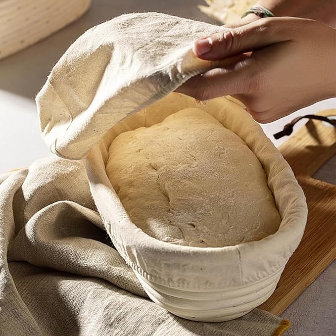 Bread Banneton Proofing Basket Set of 2, Banneton Basket 9 Inch Round & 10 Oval Proofing Baskets Sourdough Bread Baking Supplies Sourdough Starter Kit for Making Baking Fermentation