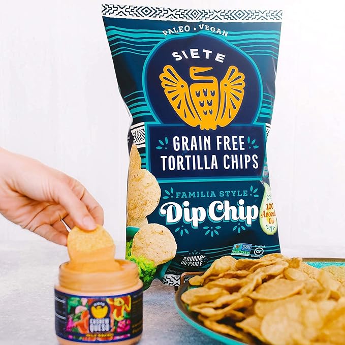 Siete Grain Free Tortilla Chips | Gluten Free Chips | Paleo & Vegan Snacks | Non GMO | Dip Chip, 5 Ounce (Pack of 12)