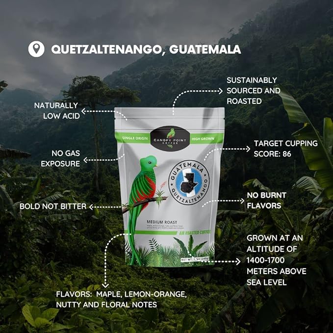 Canopy Point Coffee - Guatemala Medium Roast - 5lb Bag, Freshly Ground, Specialty Small Batch Air Roasted Coffee, Gourmet Medium roast, Arabica Coffee, Coffee Shop Grade (Bulk Ground, 5lbs)