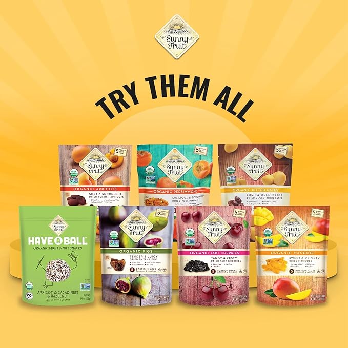 Sunny Fruit Organic Dried Pitted Deglet Nour Dates - 1 Bag (5 Individual Portion Packs) | No Preservatives, No Sugar Added | Healthy, Convenient Superfood Snack Packs | ORGANIC, NON-GMO, HALAL, KOSHER