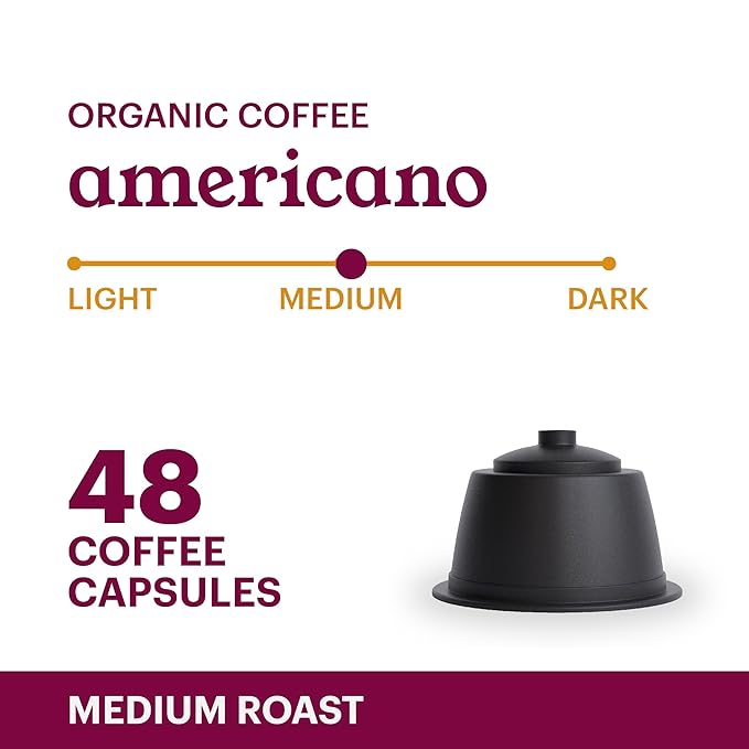 G GRANA Americano USDA Organic Dolce Gusto Compatible Coffee Pods, 100% Arabica Single Source Specialty Coffee, 48 Single Serve Pods