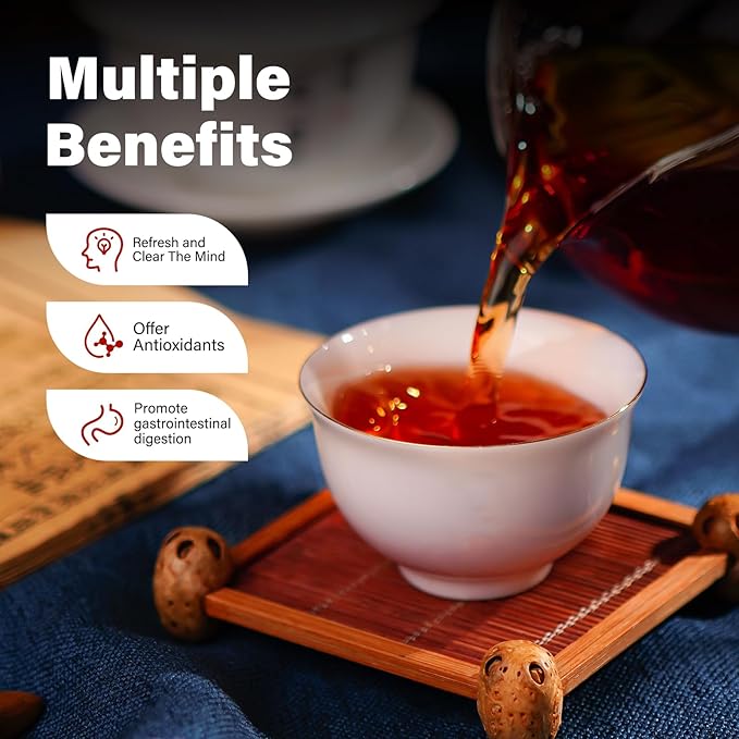 YUANSHENG Premium Organic Puerh Tea, Yunnan Puer Loose Leaf, Aged Fermented Ripe Pu erh Loose Leaf Black Tea, Imperial Pu-erh Tea With Mellow and Rich, 2.1 Oz