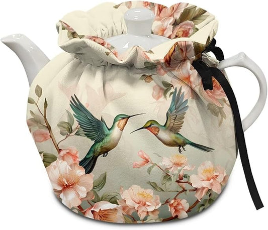 Hummingbird Tea Cozy for Teapot Insulated Rose Hibiscus Tea Pot Cozy for Keeping Warm for Gift Cup Cozy Home Kitchen Decorative