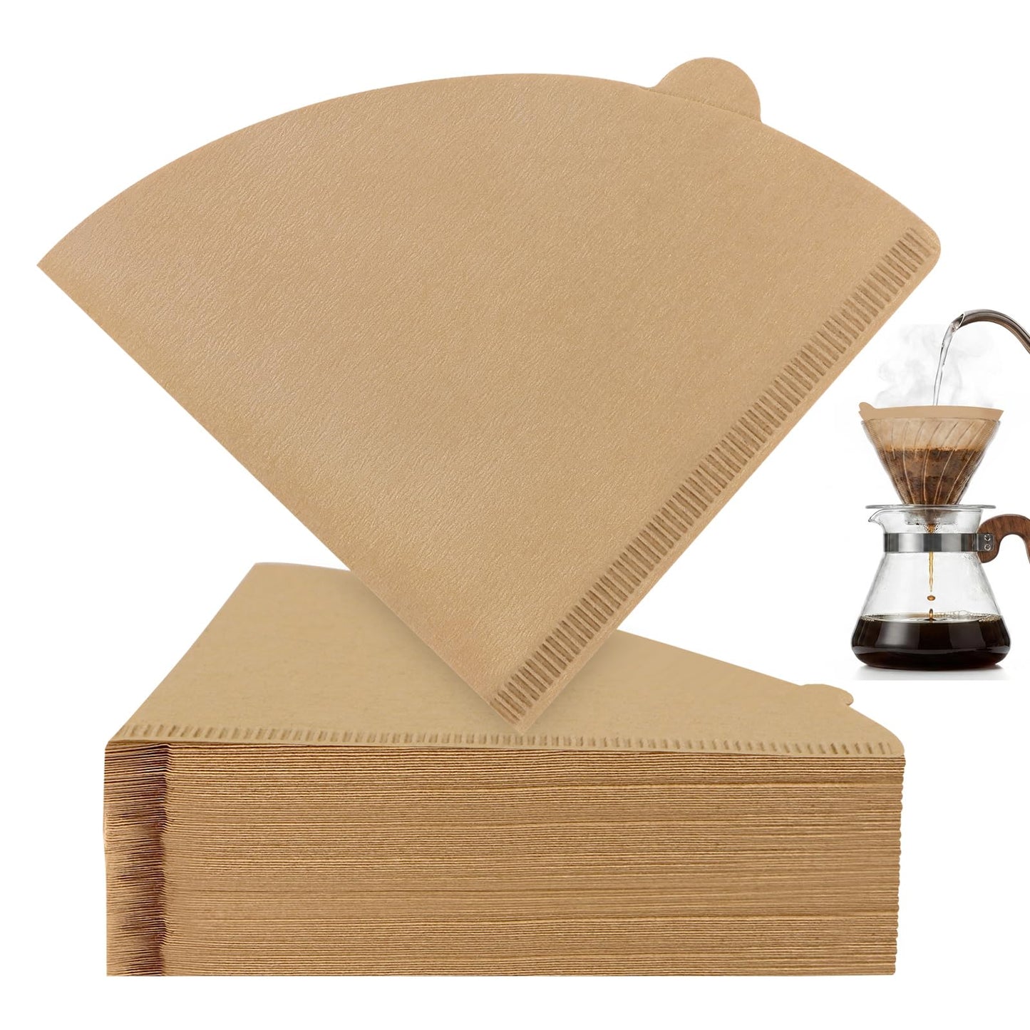 Clinuse Cone Coffee Filters #2, 200 Count Unbleached Size 02 Coffee Filter, Disposable Natural