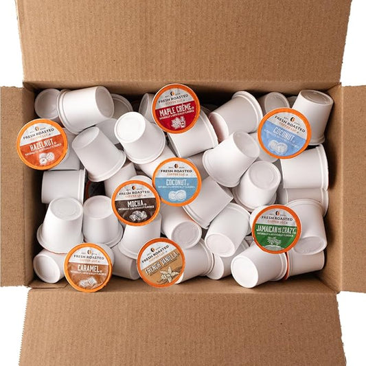 Fresh Roasted Coffee, The Great Eight, Flavored Coffee Pod Variety Pack, K-Cup Compatible, 48 Count