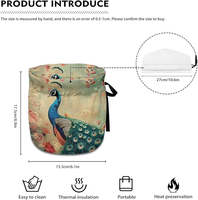 Peacock Tea Cozy for Teapot Insulated Large Teapot Cover to Keep Warm Tea Kettle Cover Machine Washable for Home Kitchen Tea Party Table Decor