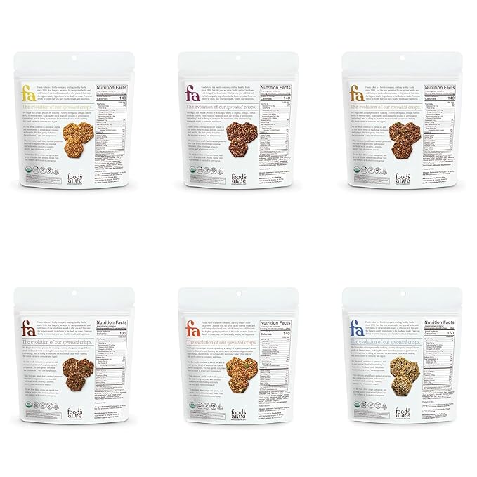 Foods Alive Sweet + Savory Organic Sprouted Crisps Bundle (6 flavors), 4oz, Gluten Free Crackers