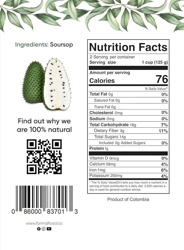 Soursop (Guanabana) Fruit 100% Natural And Real - No Added Sugar, No Preservatives - 8,82 Oz (Soursop Pack of 6)