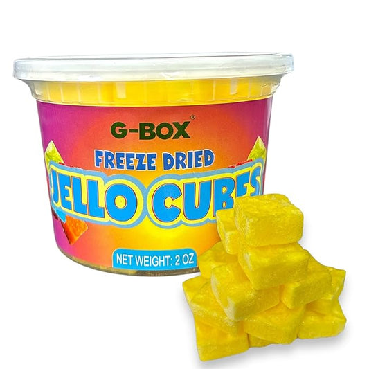 G-BOX Freeze-Dried Jello Cubes | USA-Made Freeze Dried Jelly Candy | Freeze Dried Candy | Trending TikTok Snack pack, TikTok Trend Items, Fruit Jelly Candy (Lemon)