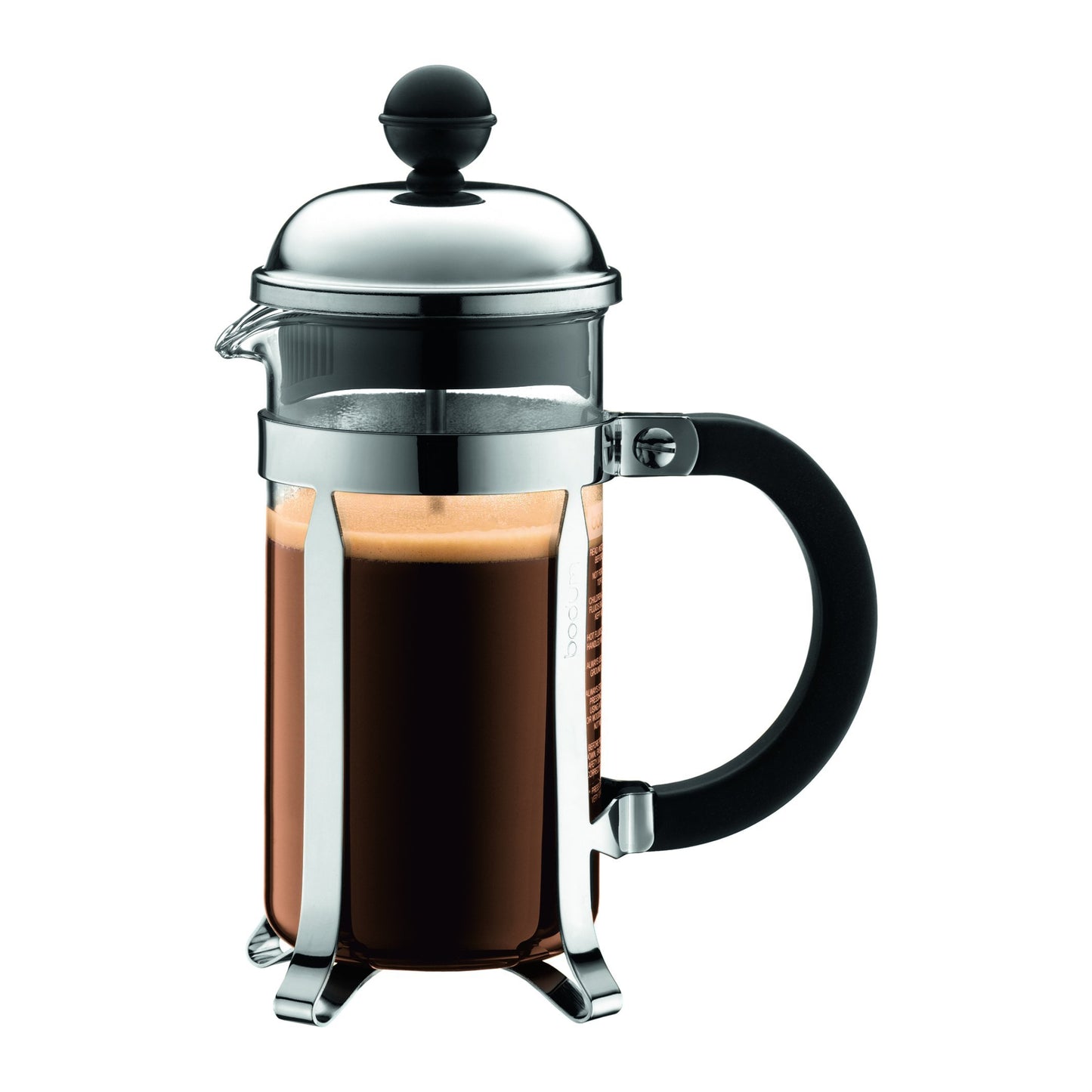 Bodum 12oz Chambord French Press Coffee Maker, High-Heat Borosilicate Glass, Polished Stainless