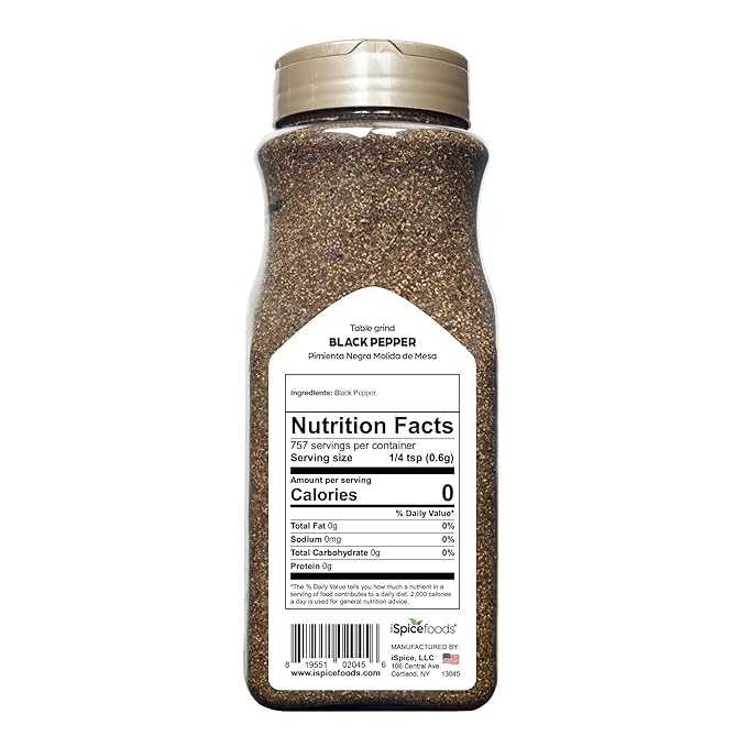 iSpice | Black Pepper Ground | 16 oz | Bulk Size | Kosher | Rich Aroma