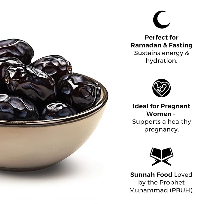 Premium Ajwa Dates 1.1lb (500g) – Halal, Vegan, Gluten-Free Superfood | High Fiber, Natural Sugar Snack | All-Natural Healthy Food