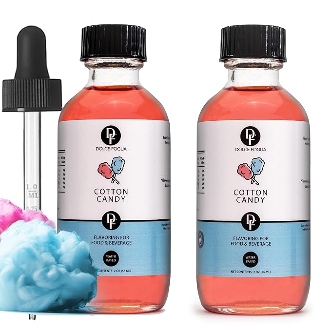 Dolce Flav Cotton Candy Extract ??Kosher, Sugar-Free, Concentrated Carnival-Style Flavoring for Baking, Frostings & Drinks, Includes Measured Dropper, 2 oz Pack of 2