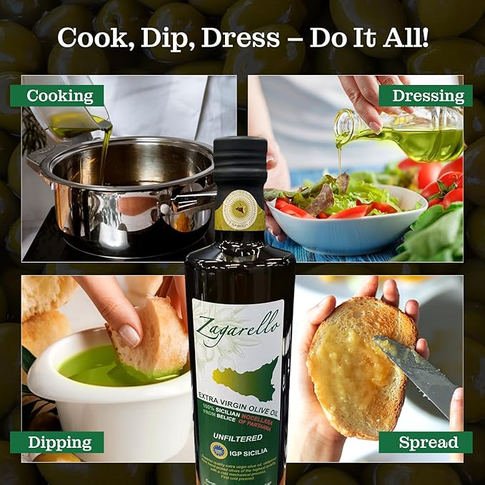 Zagarello 100% Traceable Italian Olive Oil Extra Virgin - 16.9 Fl Oz Unfiltered, Pure, IGP Certified