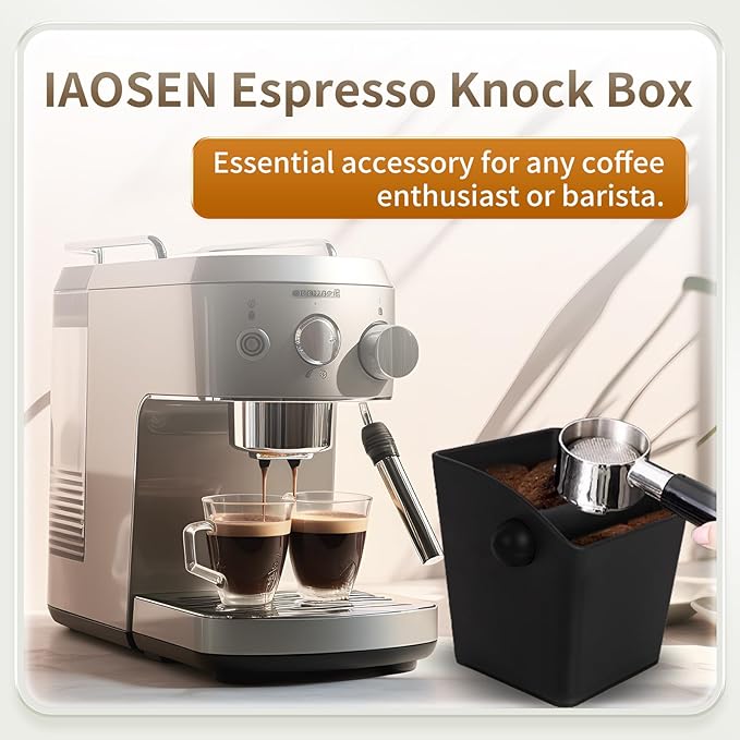 Knock Box Square High Sidewall Design Espresso Knock Box Shock-absorbent Knock Box Espresso with Removable Knock Bar and Non-Slip Base Espresso Accessories for Home/Office