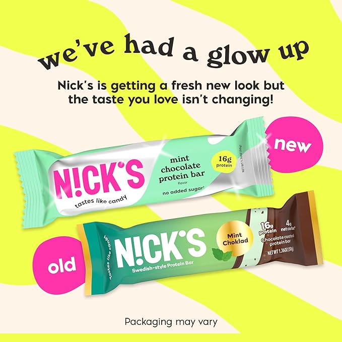 Nick?™s Mint Chocolate Protein Bars ??12-Count Box | High Protein, Low Calories, Low Carbs, Keto Friendly, No Added Sugar
