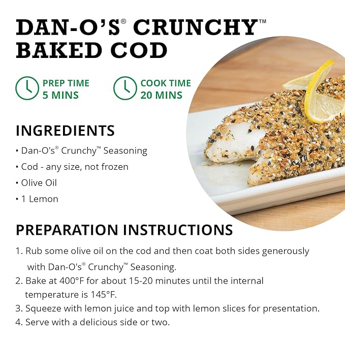 Dan-O's Crunchy Seasoning, 8.9 oz Bottle, Everything Seasoning for Fish, Eggs, Salads, Veggies and More, Sugar Free, Zero Calorie, Use this Spice Blend for Everything from Breakfast to Dinner