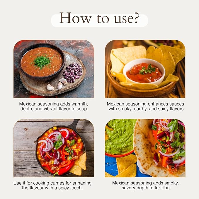 Geo-Fresh Organic Mexican Seasoning, 1.59 oz (45g), Taco Seasoning, Non-GMO, Kosher, 100% Organic Herbs, Chilli Powder, Onion Powder, Black Pepper, Cumin, Oregano, Garlic, Sugar, and Salt, USDA Certified
