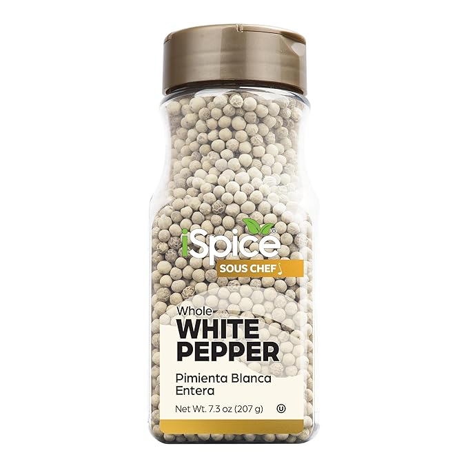 iSpice Whole White Peppers Spices and Seasonings for Cooking, 7.3Ounce White Peppercorns Seasoning, Fine And Gluten Free Whole pepper white Seasoning (208g-Pack Of 1)