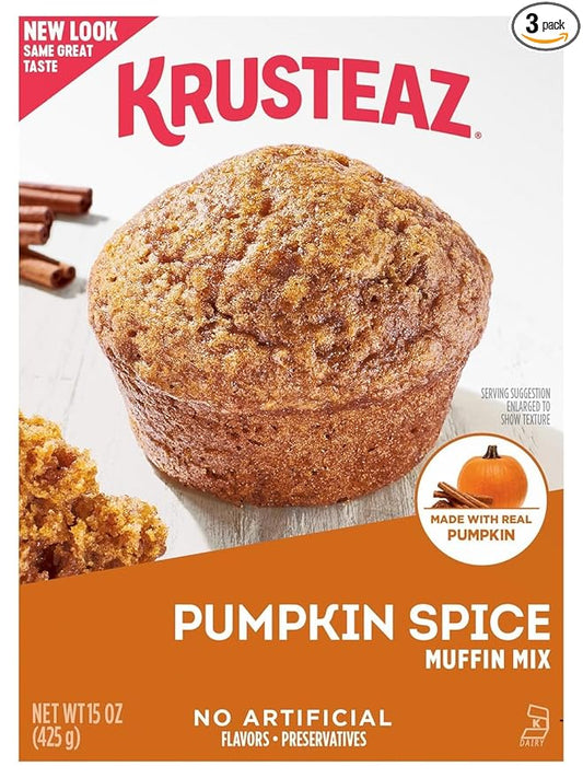 Krusteaz Pumpkin Spice Muffin Mix 15 Ounce (Pack of 3)