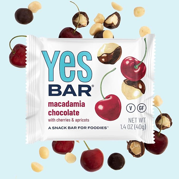 The YES Bar ??Macadamia Chocolate ??Plant Based Protein, Decadent Snack Bar ??Vegan, Paleo, Gluten Free, Dairy Free, Low Sugar, Healthy Snack, Breakfast, Low Carb, Keto Friendly (24 Count)