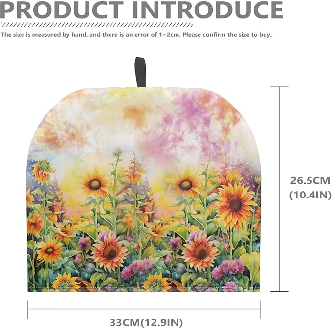 Watercolor Sunflower Print Teapot Cover Insulated Tea Kettle Cosy Dustproof Insulated Kettle Cover Breakfast Pot Cotton Filling for Home Kitchen Table Decorative Accessories