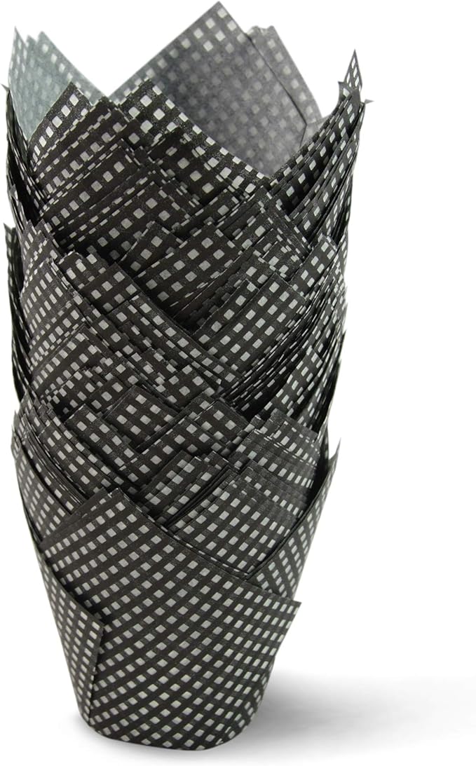 Black Check Medium Size Tulip Baking Cups Cupcake Liners Muffin Liners Greaseproof Paper 1000