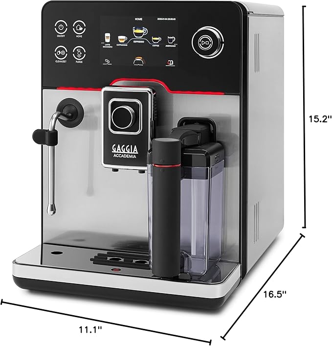 Gaggia Accademia Luxury Italian Fully Automatic Espresso Machine with 19 Customized drink settings,0.5 Liters,RI9782/46 Brushed Stainless