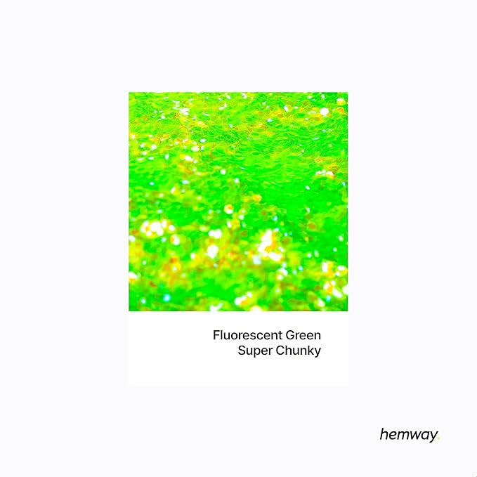 Hemway Premium Glitter Shaker - Fluorescent Green | 115g Super Chunky Metallic Flake Sequins for Resin & Epoxy Crafts | Craft Supplies for Tumblers, Festival, Art