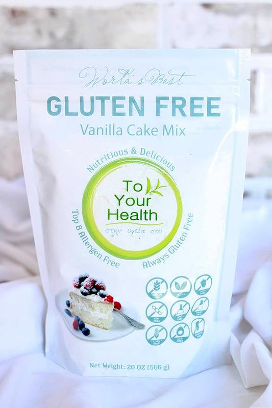 To Your Health Bakery Gluten Free (GF) Vanilla Cake Mix - Organic, Non-GMO, Top 8 Allergen Free