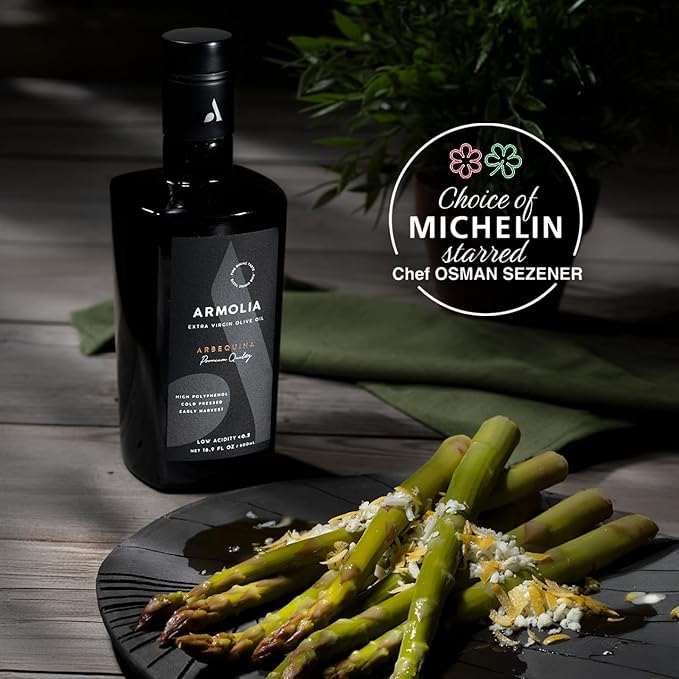 ARMOLIA 6-Pack Olive Oil Extra Virgin, Cold Pressed, Early Harvest, High Polyphenol (<400mg/kg), Low Acidity (0.14%), 2025 Gold Award Winner, Drinking Premium Glass Bottle EVOO ( 6 Pack x 500mL, 101.4 Oz )