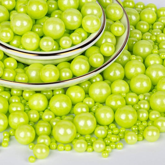 Twisweet Green Pearl Sprinkles for Cake Decorating, Edible Sugar Pearls for Baking, Mix Size, Cake Topper Cupcake Cookie Ice Cream Dessert Decorations, Easter Birthday Summer Party Supplies (130g/4.58oz)