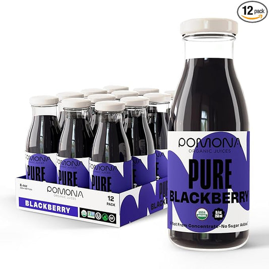 Pomona Organic Blackberry Juice (Pack Of 12), Cold Pressed USDA Organic Juices, 100% Blackberries