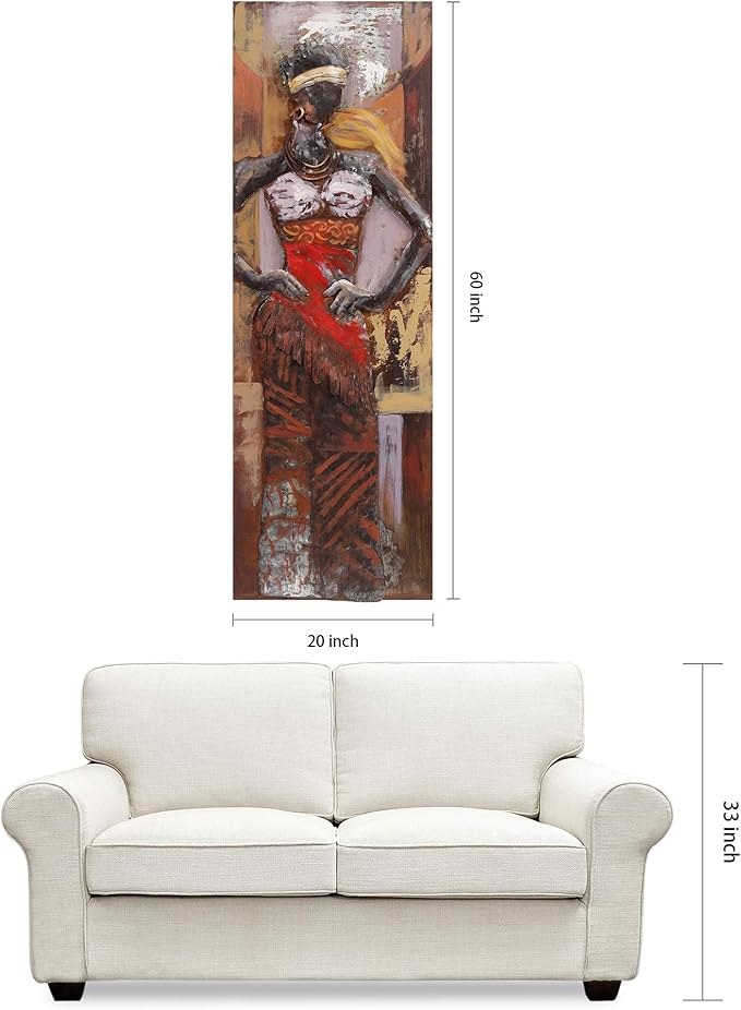 Empire Art Direct Mixed Media Iron Wall Sculpture, Hand Painted Dimensional Metal Wall Art, Ready to Hang, 60" x 20" (Miss-tic)