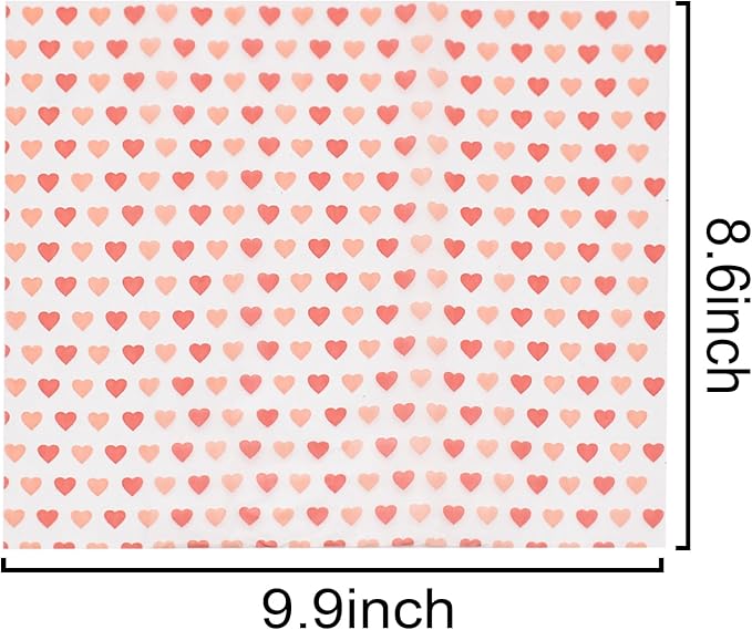 Wax Paper Sheets Love Heart Graphic Food Colored Candy Sandwich Wrap Waterproof Greaseproof Paper Suitable For Food Wrap And Packing (100Sheets)