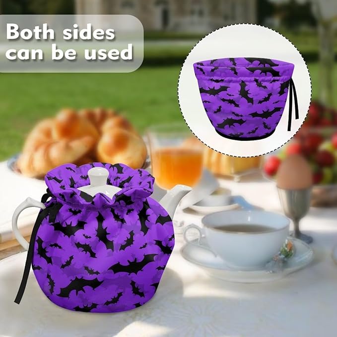 Gothic Bat Dust Proof Tea Cosy for Teapot Washable Tea Pot Cozy for Keeping Warm,Reusable Scratch Proof Teapot Insulation Cover for All Saints' Day Party Breakfast Warmer