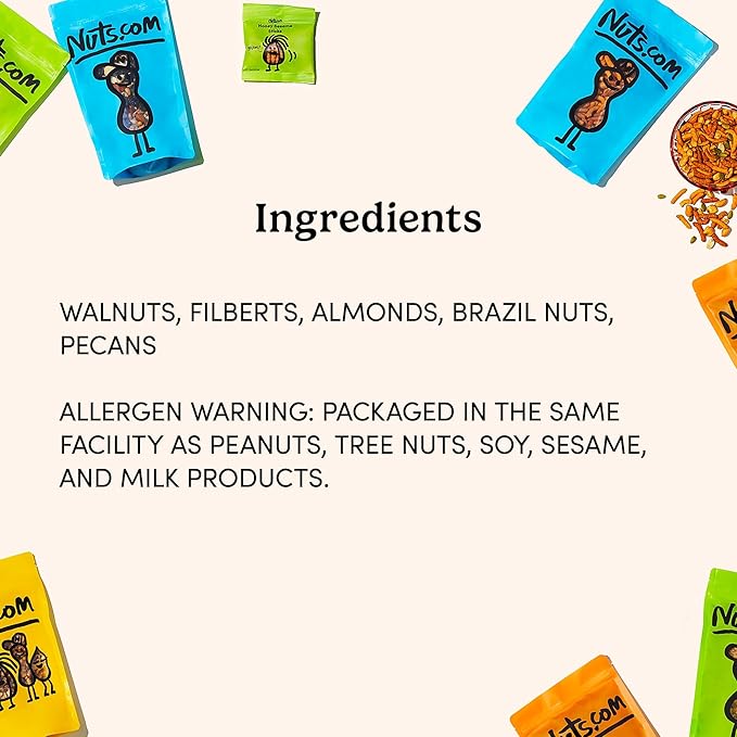Nuts.com ??Mixed Nuts in Shell ??5 Lb Bag, Healthy Snack Sampler, Includes Premium Walnuts, Almonds, Hazelnuts, Pecans & Brazil Nuts ??Good Source of Protein, Fiber & Omega-3