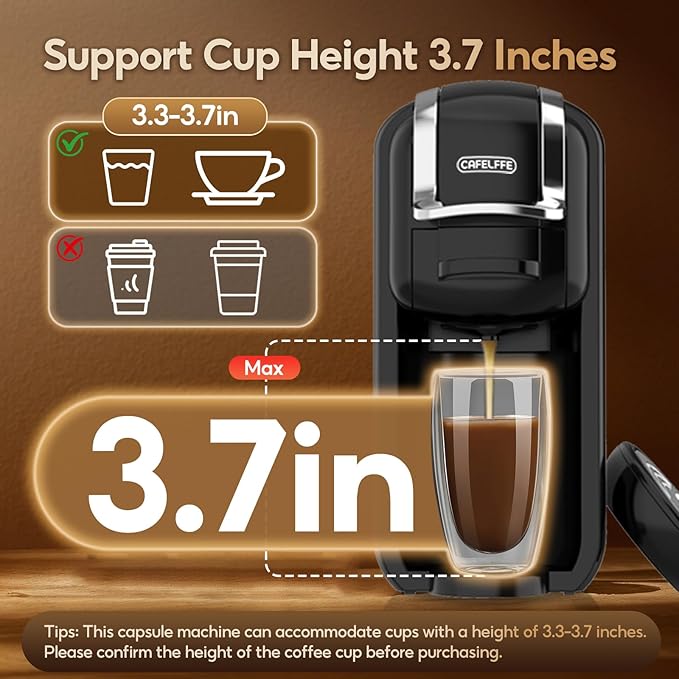 MK-603 Mini Multi Pod Coffee Maker, 4 in 1 Hot/Cold Single Serve Espresso Machine, Compatible with K Cup Pods, Nes Original,DG Capsules and Ground Coffee, Fast Brew, Black