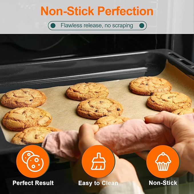 60Pcs Unbleached Parchment Paper Sheets for Baking. 12x16 Inches Parchment Paper, Precut Baking Paper Sheets, Parchment Sheets for Air Fryer, Grilling, Steaming.