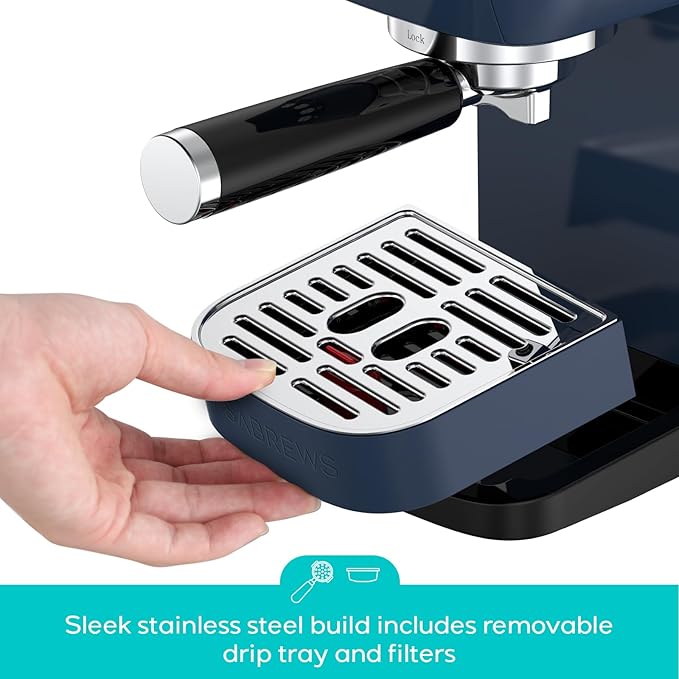 CASABREWS 3700 Essential Espresso Machine 20 Bar, Stainless steel Coffee Maker with Milk Frother, Espresso Coffee Machine for Cappuccino, Latte, 43.9oz Water Tank, Sapphire Blue